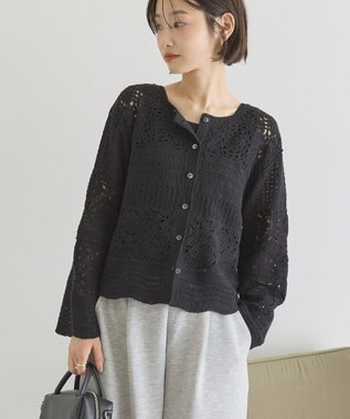 AMERICAN HOLIC クロシェニットカーディガン Black