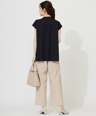 ANY SIS 【接触冷感・UVカット・洗える】ハイストレッチスムース2WAY ブラウス ネイビー