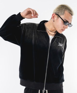 WEGO 【ユニセックス着用ITEM】ブリーチロゴベロアトラックジャケット ブラックその他