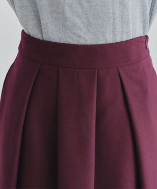 Tiaclasse 【新色追加・洗える】ウール調タックフレアスカート ワインレッド