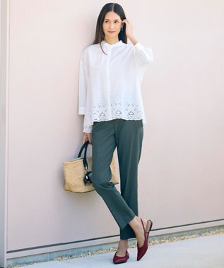 自由区 S 【SHIHOさん着用・昨年大好評・新色追加・後ろウエストゴム】シェルタリングテーパード パンツ カーキ