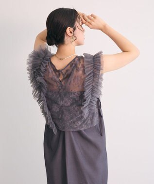 Green Parks ・Ｒａｉｌｍｅ　ＳＥＴ２点　レースブラウス＆ワンピ Charcoal Gray