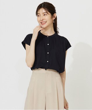 【接触冷感・UVカット・洗える】ハイストレッチスムース2WAY ブラウス