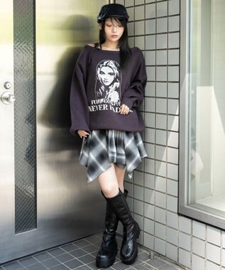 WEGO 【2025年秋冬新作】2WAYグラフィックワンショルBIGニット 柄4