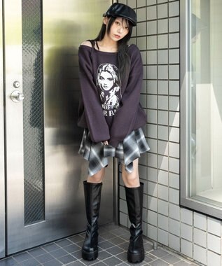 WEGO 【2025年秋冬新作】2WAYグラフィックワンショルBIGニット 柄4