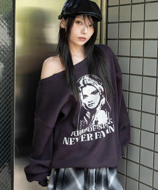 WEGO 【2025年秋冬新作】2WAYグラフィックワンショルBIGニット 柄4