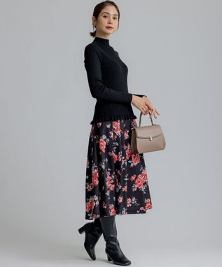 組曲 ローズシックプリント スカート ブラック系5