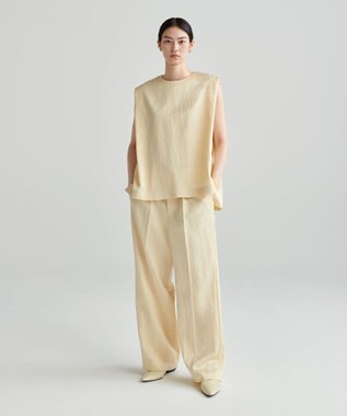 NAVE 【ReNAVE 洗える】グロスサテン パンツ ライトイエロー系