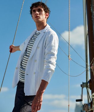 JOSEPH ABBOUD 【オーガニックコットン使用】インレーボーダー Tシャツ ホワイト系2