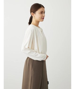 Green Parks ＢＰ　釦付き長袖ブラウソー Off White