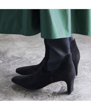 MODE ET JACOMO <MODE ET JACOMO>スクエアトゥサイドゴアブーツ ブラックスエード