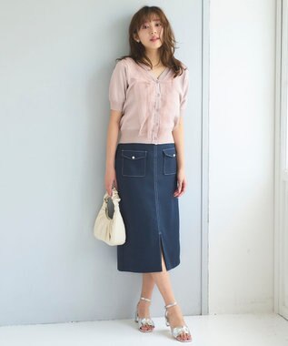 Feroux 【新色追加・洗える】パールポイントフラップ スカート ネイビー系