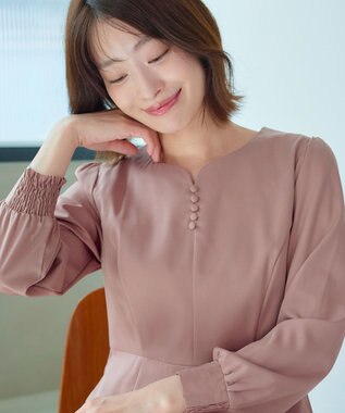 Tiaclasse 【セレモニー・洗える】ハートネックくるみ釦ワンピース ピンク