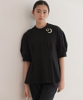 組曲 【2WAY】レース襟フレンチテリーフレア カットソー ブラック系