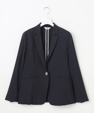 J.PRESS LADIES L 【セットアップ対応】セルロースリネンストレッチ テーラード ジャケット ネイビー系