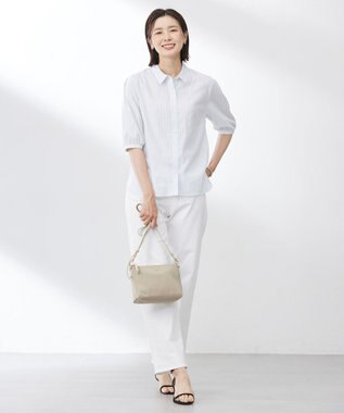 J.PRESS LADIES 【2way】バンブー バッグ グレージュ×オフ系