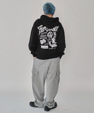 WEGO 【ユニセックス着用ITEM/MLサイズ展開】別注BENDAVISグラフィックジップパーカー ブラック