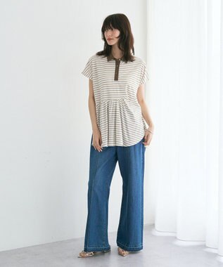 YECCA VECCA アシメボーダーポロシャツ Off White