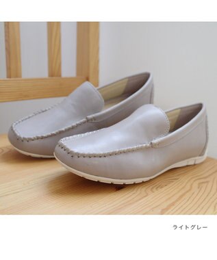 Pointer 本革インヒールローファー ライトグレー