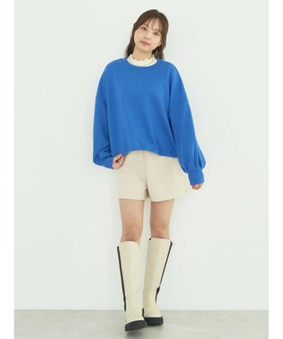 earth music&ecology 裏毛ドロストプルオーバー Blue