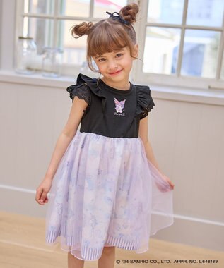 ANY KIDS 【サンリオキャラクターズ×any FAM】オン・オフショルダーチュールワンピース ブラック×クロミ