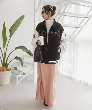 WEGO 【ユニセックス着用ITEM/SMLサイズ展開】メルトンワッペンスタジャン ブラック