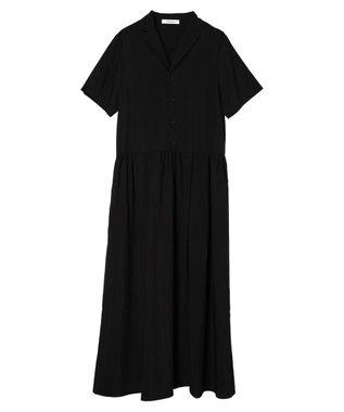 Green Parks ローウエスト切替開襟シャツワンピース Black