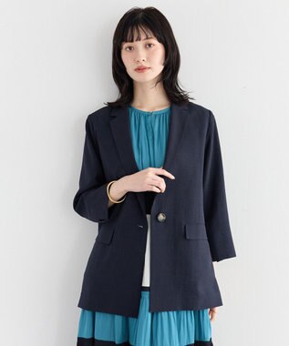 YECCA VECCA マシンウォッシャブルリネンライクジャケット Navy