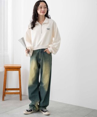 WEGO ハーフジップショートスウェット オフホワイト