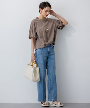 23区 【WEB&一部店舗限定/接触冷感】ツイストコットンプレーティング バルーンスリーブ カットソー ブラウン系