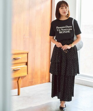 組曲 【入江未悠さんコラボ】ギャザーライトデシンティアード スカート モノトーンドット系5