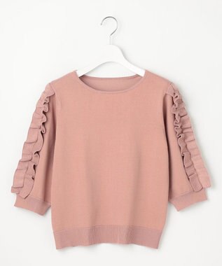 Feroux 【洗える】フリルスリーブニット ピンク系