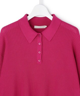 ICB L マーセライズコットンポロ ニット フューシャ