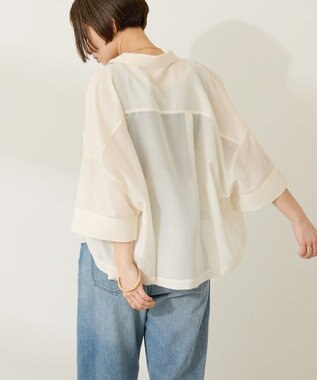 AMERICAN HOLIC Wポケットシアー半袖シャツ Ivory