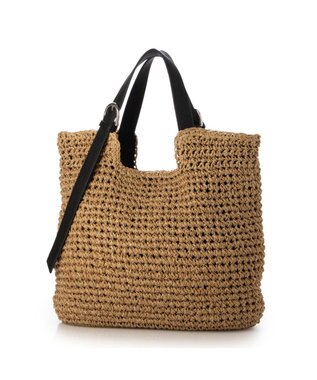 UNBILLION カシュカシュ cachecache / ベルトハンドルクロッシェトート カゴバッグ ブラック