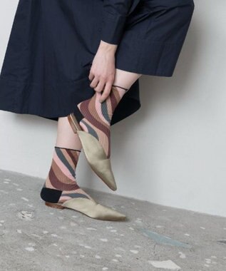 TRICOTE TWIST STRIPE LINK SOCKS／歪みストライプリンクソックス 87BROWN
