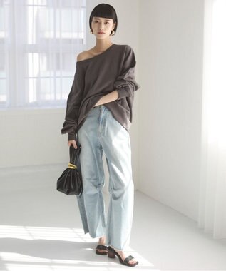 WEGO 【ANGIE VINTAGE/SETUP対応アイテム】オフショルダー裏毛スウェット スミクロ