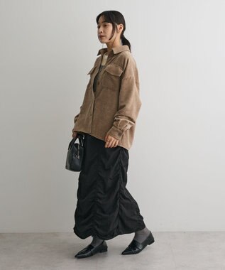 CRAFT STANDARD BOUTIQUE ドロストシャーリングデザインスカート Black