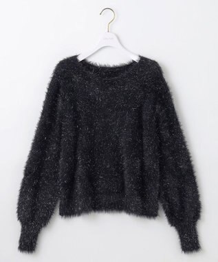 ANY SIS 【洗える】フィルムラメシャギー ニット ブラック