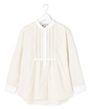 J.PRESS YORK STREET 【WOMEN】ピンタック バンドカラーストライプブラウス