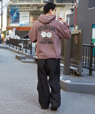 WEGO 【裏起毛/ユニセックス着用ITEM】リラックスフィットグラフィックパーカー ブラウン