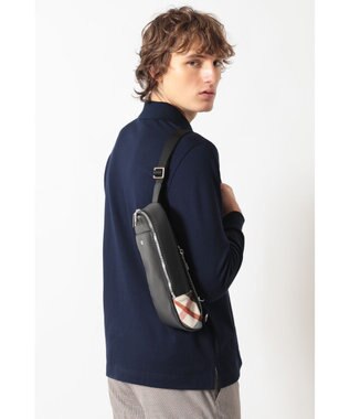 DAKS レザー×ハウスチェックディテール フラップショルダーバッグ