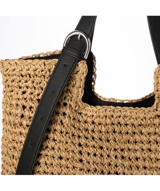 UNBILLION カシュカシュ cachecache / ベルトハンドルクロッシェトート カゴバッグ ブラック