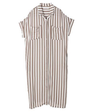 AMERICAN HOLIC 楊柳Ｗポケット開襟ワンピース Stripe