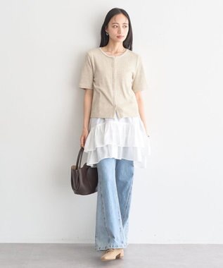 earth music&ecology チェーンリブラメカットソー Beige