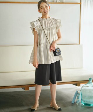 組曲 【WEB限定】オシャクロスキュロットパンツ ブラック系