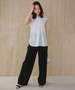 BEIGE， 【人気シリーズ】ANITA / ノースリーブタックブラウス White