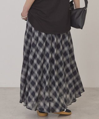 AMERICAN HOLIC 【選べる丈】チェックシアープリーツスカート Charcoal Gray