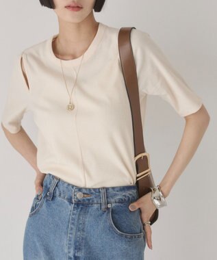 WEGO 【ANGIE VINTAGE】カットアウトリブトップス ホワイトアイボリー