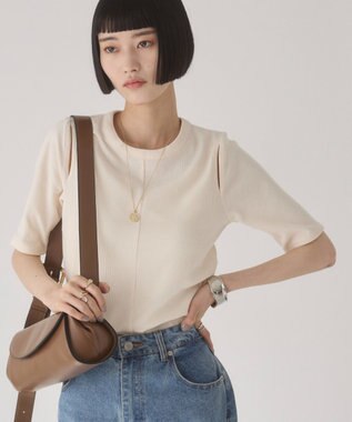 WEGO 【ANGIE VINTAGE】カットアウトリブトップス ホワイトアイボリー